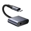 2-in-1 audioadapter Joyroom SY-L01 Lightning naar 3,5 mm + Lightning, zwart