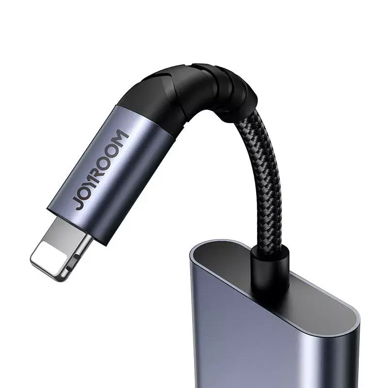 2-in-1 audioadapter Joyroom SY-L01 Lightning naar 3,5 mm + Lightning, zwart