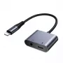 2-in-1 audioadapter Joyroom SY-L01 Lightning naar 3,5 mm + Lightning, zwart