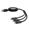 USB 3-in-1 kabel Baseus Free2Draw (USB-A naar Micro USB + Lightning + USB-C), 100 W, 1,1 m, zwart