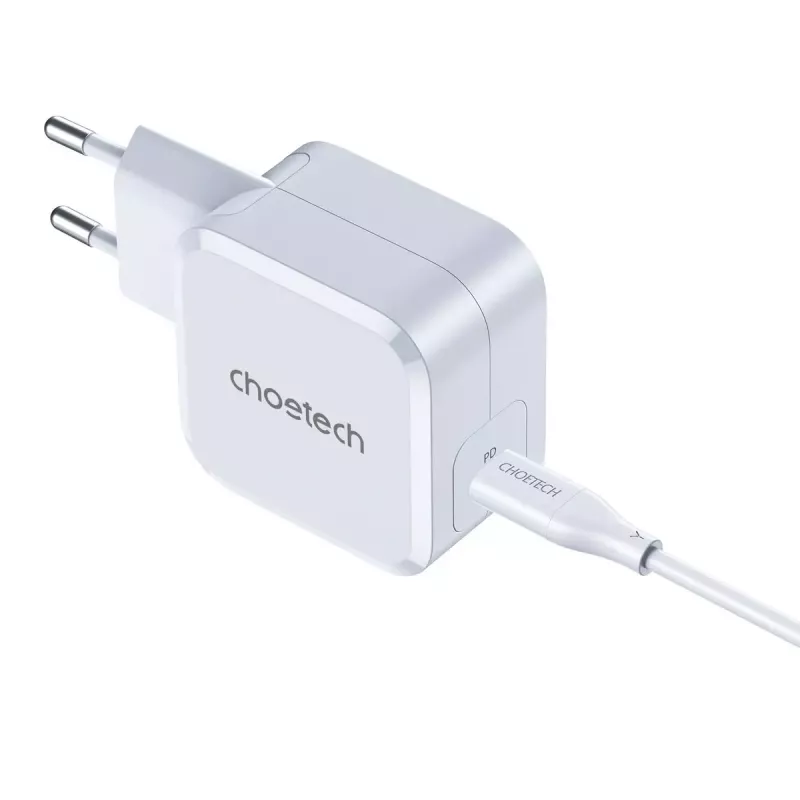 CHOETECH PD8007 GaN USB-C-oplader 45 W, PD3.0, QC3.0, PPS, EU, wit