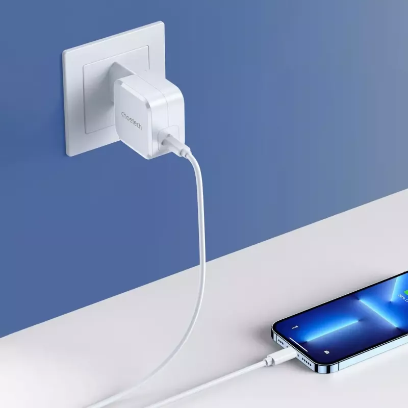 CHOETECH PD8007 GaN USB-C-oplader 45 W, PD3.0, QC3.0, PPS, EU, wit