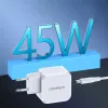 CHOETECH PD8007 GaN USB-C-oplader 45 W, PD3.0, QC3.0, PPS, EU, wit