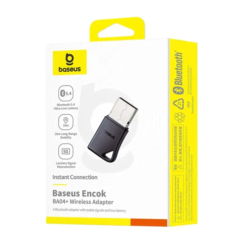 Baseus Encok BA04+ Bluetooth 5.4 USB-adapter, zwart