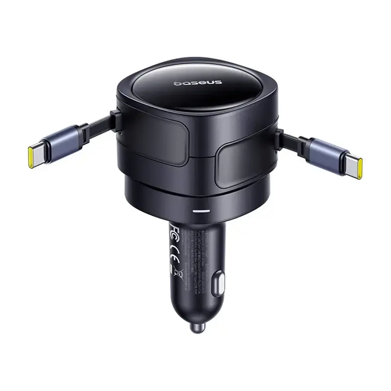Autolader Baseus Enjoyment Max 60W met geïntegreerde USB-C-kabels, 60W uitgang