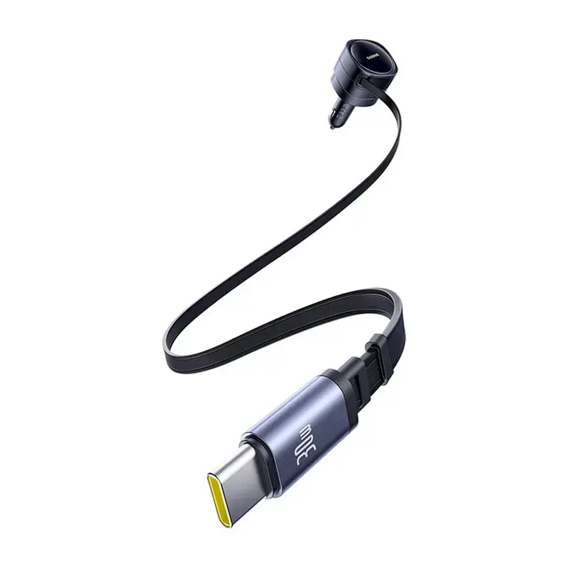 Autolader Baseus Enjoyment Max 60W met geïntegreerde USB-C-kabels, 60W uitgang