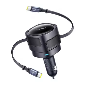 Autolader Baseus Enjoyment Max 60W met geïntegreerde USB-C-kabels, 60W uitgang