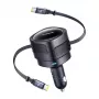 Autolader Baseus Enjoyment Max 60W met geïntegreerde USB-C-kabels, 60W uitgang