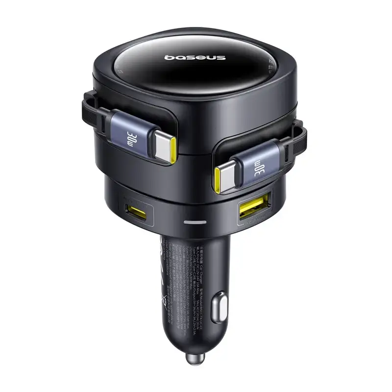 Autolader Baseus Enjoyment Max 90W met USB-C- en USB-A-aansluitingen