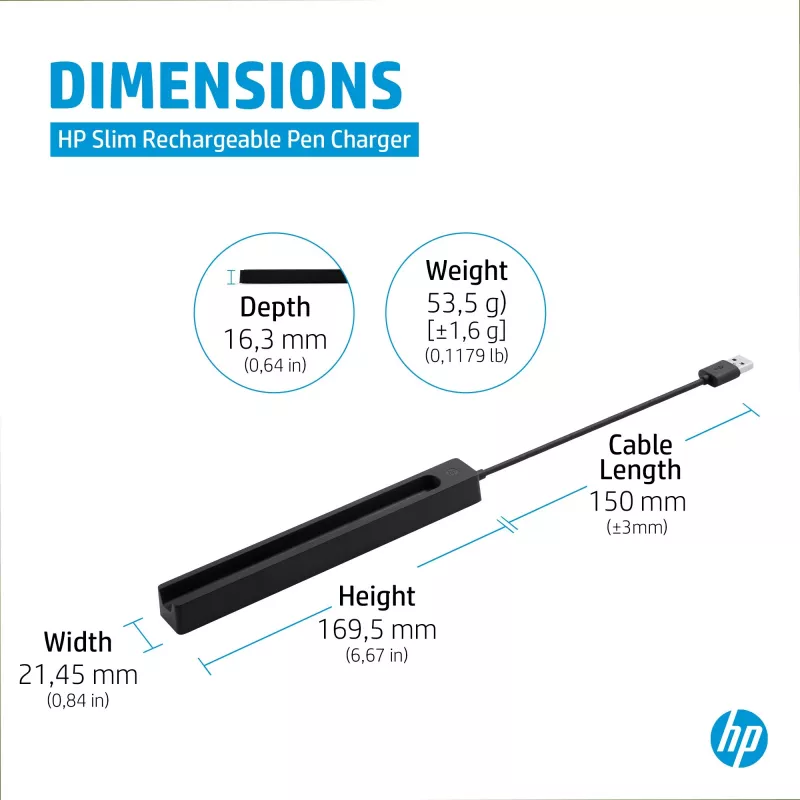 HP oplader voor oplaadbare Slim Pen (4X491AA), USB-A