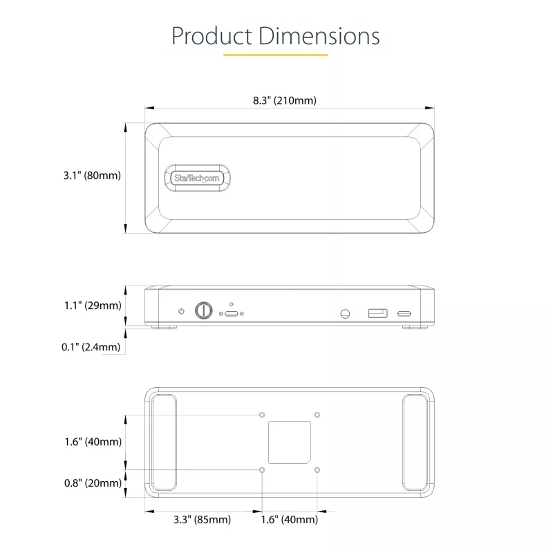 StarTech.com DK31C3MNCRUE laptop-dock/port-replicator bedraad USB 3.2 Gen 2 (3.1 Gen 2) Type-C