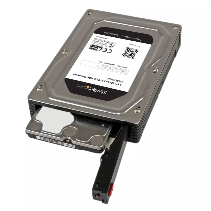 StarTech.com 2,5 inch naar 3,5 inch SATA aluminium behuizing voor harde schijf met SSD-/HDD-hoogte tot 12,5 mm