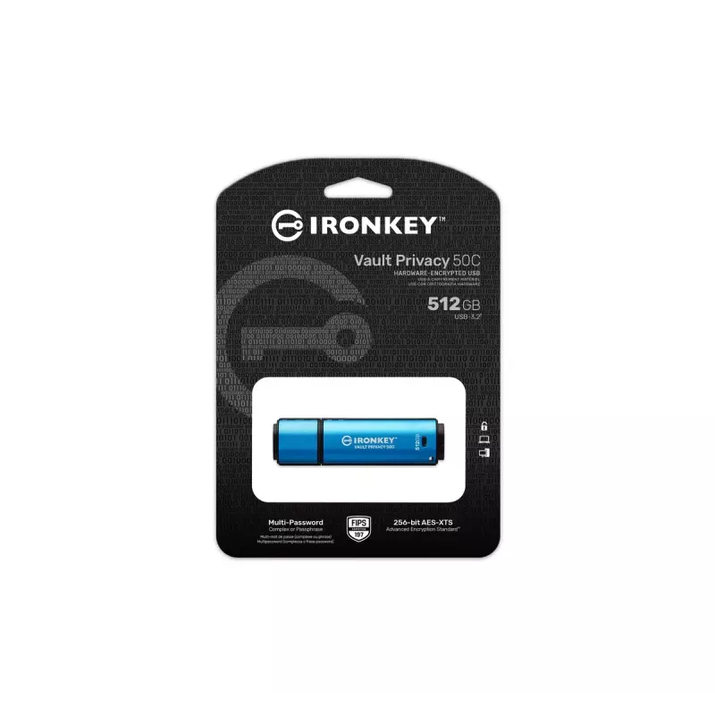 Kingston Technology IronKey 512 GB USB-C Vault Privacy 50C AES-256 versleuteld, FIPS 197