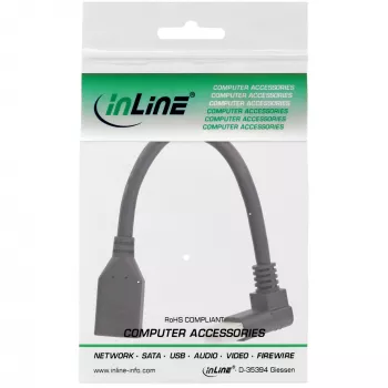 InLine DisplayPort 1.4 adapterkabel M/F, 8K4K, naar boven afgewinkeld, zwart/goud