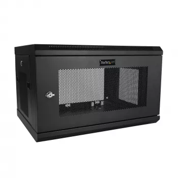 StarTech.com 2-paals 6HE wandmontage-netwerkkast met 1HE legbord, 19 inch wandgemonteerd serverrack voor data-/netwerk-/AV-/elektronica-/computerapparatuur, kleine geventileerde rackbehuizing