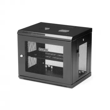 StarTech.com 2-paals 9U wandmontage-netwerkkast met 1U-legbord, 19 inch wandgemonteerd serverrack voor data-/netwerk-/AV-/elektronica-/computerapparatuur, kleine geventileerde rackbehuizing