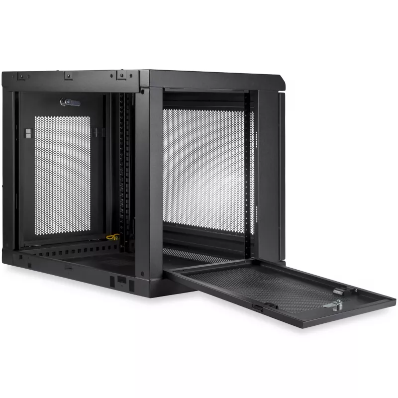 StarTech.com 2-paals 9U wandmontage-netwerkkast met 1U-legbord, 19 inch wandgemonteerd serverrack voor data-/netwerk-/AV-/elektronica-/computerapparatuur, kleine geventileerde rackbehuizing