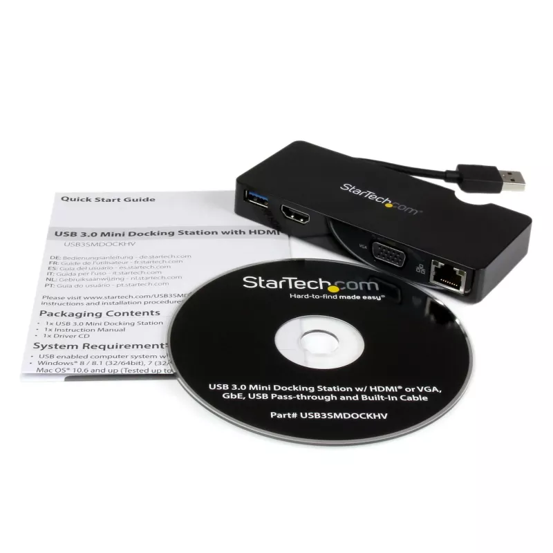 StarTech.com reisdockingstation voor laptops – HDMI of VGA – USB 3.0