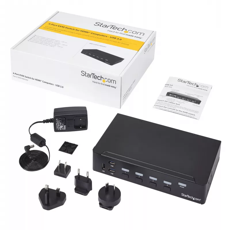 StarTech.com 4-poorts HDMI KVM-switch - USB 3.0 - 1080p, 1920 x 1080 pixels, rackmontage, zwart