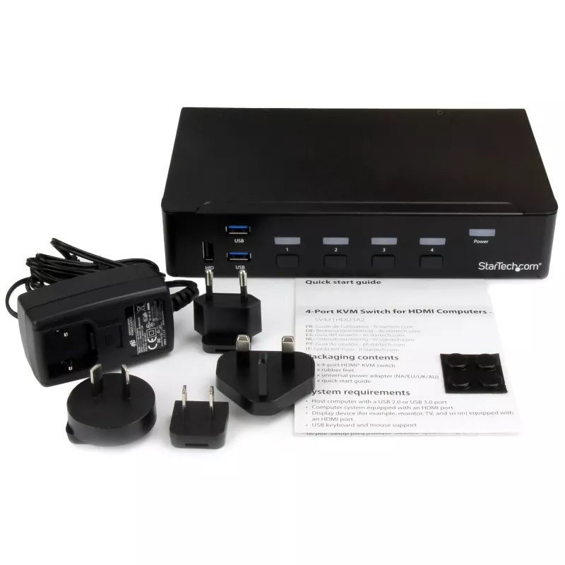 StarTech.com 4-poorts HDMI KVM-switch - USB 3.0 - 1080p, 1920 x 1080 pixels, rackmontage, zwart