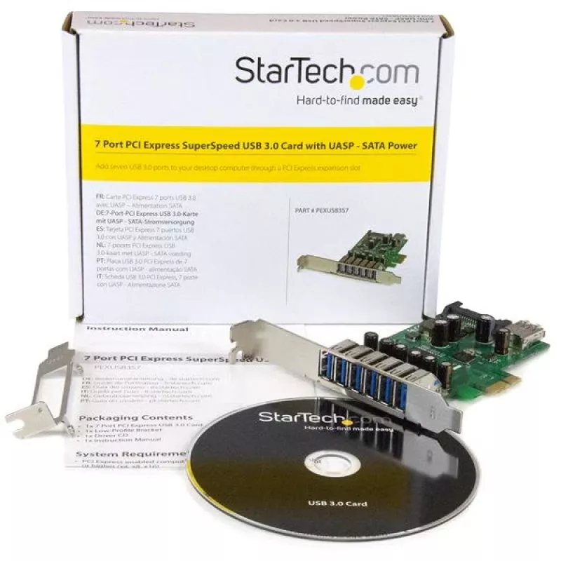 StarTech.com 7-poorts PCI Express USB 3.0-kaart – standaard- en low-profile-ontwerp