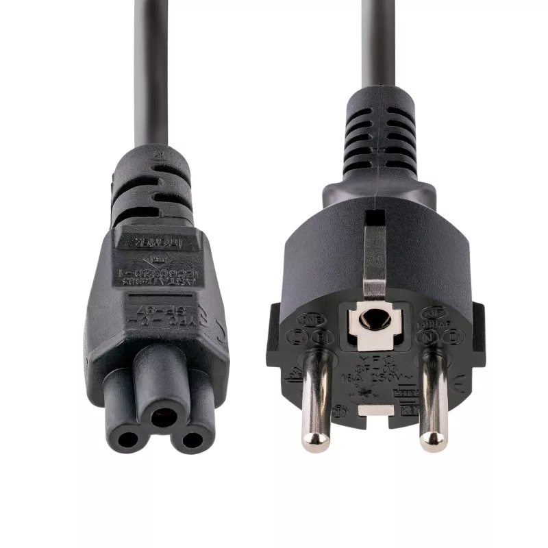 StarTech.com 3m laptop-netkabel, EU Schuko naar C5, 2,5A 250V, 18AWG, notebook-/laptop-vervangingsnetkabel, voedingskabel, laptop-oplaadkabel, klaverblad-/Mickey Mouse-netkabel
