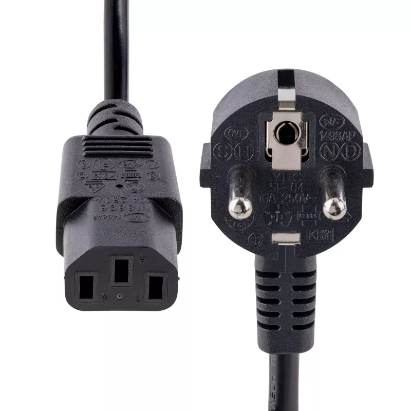 StarTech.com 3m (10ft) computernetkabel, 18AWG, EU Schuko naar C13 netkabel, 250V 10A, zwarte vervangende AC-kabel, TV-/monitornetkabel, Schuko CEE 7/7 naar IEC 60320 C13 netkabel - pc-voedingskabel