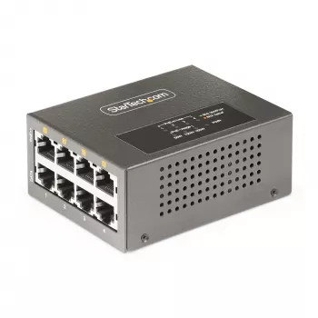 StarTech.com 4-poorts multi-gigabit PoE++ injector, 5/2.5/1G Ethernet (NBASE-T), PoE/PoE+/PoE++ (802.3af/802.3at/802.3bt), 160 watt vermogensbudget, wand-/dinrailmontage, unmanaged