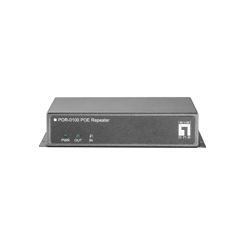 LevelOne POR-0100 PoE-repeater, cascadeerbaar, 2x Fast Ethernet, 10Base-T/100Base-TX, grijs