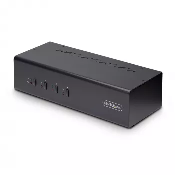 StarTech.com 4-poorts dual-monitor DisplayPort KVM-switch, 4K 60Hz, 2x USB 5Gbps hub-poorten, 2x USB 2.0 HID-poorten, hotkey- en knopomschakeling, TAA-conform – 3,5 mm audio, HDCP