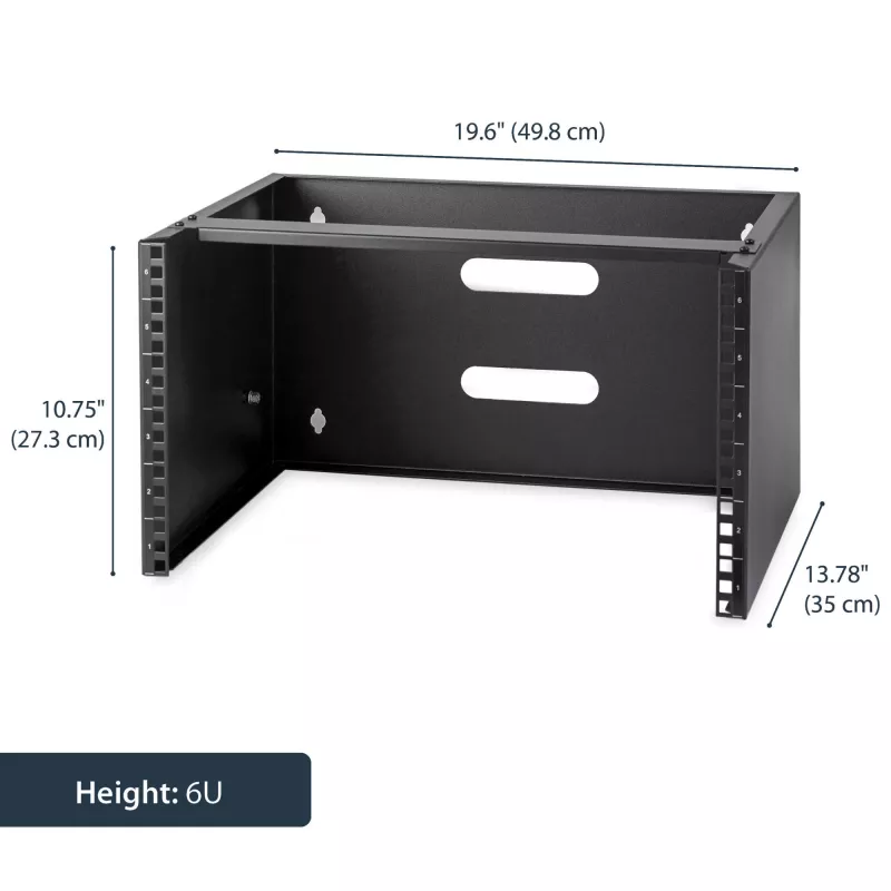 StarTech.com WALLMOUNT6 6U wandbeugel voor patchpaneel, 19 inch, 35,5 cm diep, staal, zwart