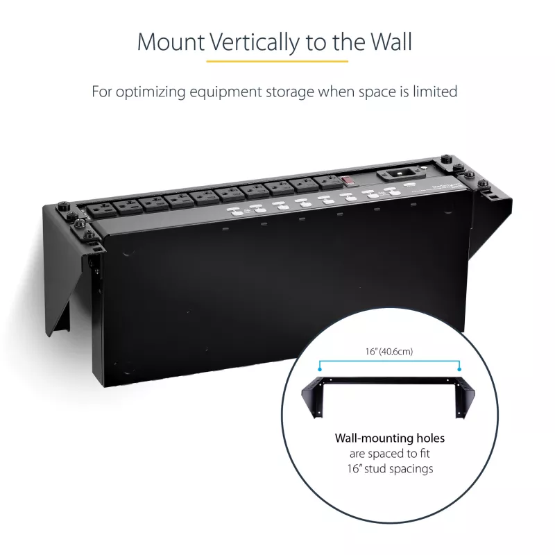 StarTech.com 3U 19” wandmontage verticale rackhouder, wandmontage patchpanelhouder voor data-/AV-/IT-/computerapparatuur, 3U-rack voor kast of serverruimte, draagvermogen 150 lb (68 kg)