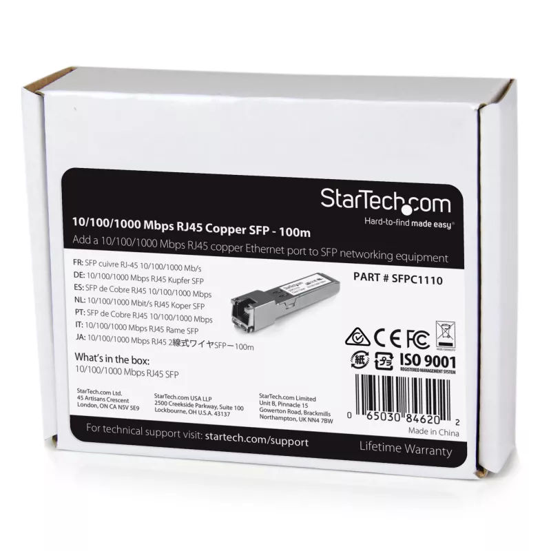 StarTech.com Cisco SFP-GE-T compatibele SFP-transceivermodule – 10/100/1000BASE-TX~Cisco SFP-GE-T compatibele SFP-module – 1000BASE-T – SFP naar RJ45 Cat6/Cat5e – 10/100/1000 Mbit/s – RJ-45 100 m – Cisco IE3400, IE3300, IE3200