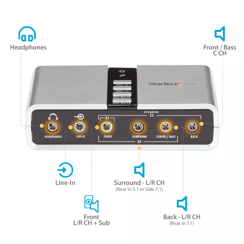 StarTech.com 7.1 USB-audioadapter externe geluidskaart met SPDIF digitale audio