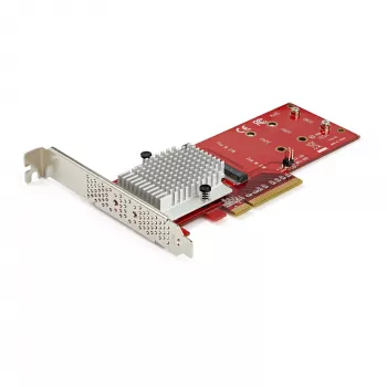StarTech.com dual M.2 PCIe SSD-adapterkaart – x8 / x16 dual NVMe of AHCI M.2 SSD naar PCI Express 3.0 – M.2 NGFF PCIe (M-Key) compatibel – ondersteunt 2242, 2260, 2280 – JBOD – Mac & PC