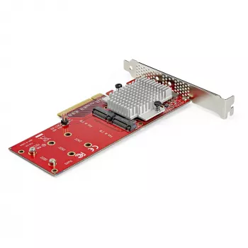 StarTech.com dual M.2 PCIe SSD-adapterkaart – x8 / x16 dual NVMe of AHCI M.2 SSD naar PCI Express 3.0 – M.2 NGFF PCIe (M-Key) compatibel – ondersteunt 2242, 2260, 2280 – JBOD – Mac & PC