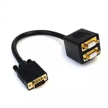 StarTech.com 30 cm VGA naar 2x VGA videosplitterkabel – M/W, 0,3 m, VGA (D-Sub), 2 x VGA (D-Sub), stekker, bus, zwart