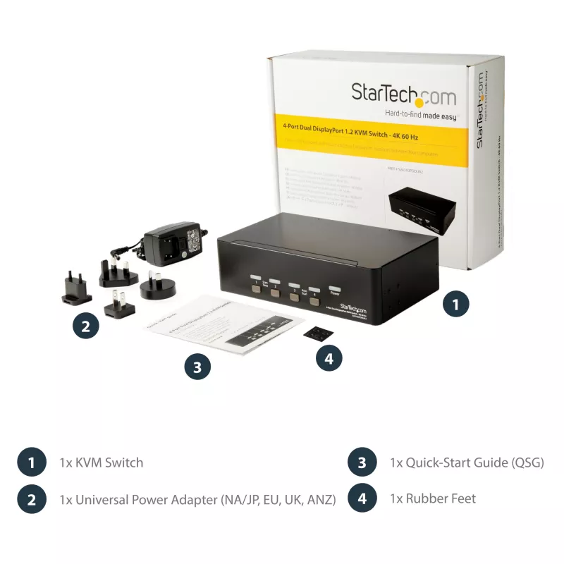 StarTech.com 4-poorts Dual DisplayPort KVM-switch - 4K 60Hz