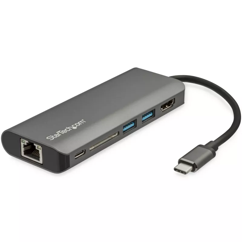 StarTech.com USB-C multiport-adapter – USB-C travel dock met 4K HDMI, 3x USB 3.0 hub, SD/SDHC, GbE, 60W PD 3.0 pass-through – USB Type-C/Thunderbolt 3 – vervangt DKT30CSDHPD