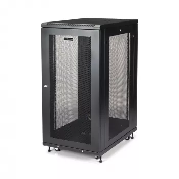 StarTech.com 4-posts 24U server-rackkast, afsluitbare 19-inch datarackkast voor computer-/AV-/IT-apparatuur, kantoor-/thuisnetwerkrack met wielen en verstelbare montagerails