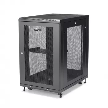 StarTech.com 4-posts 18U server-rackkast, afsluitbare 19-inch datarackkast voor computer / AV / IT-apparatuur, kantoor- / thuisnetwerkrack met wielen & verstelbare montagerails