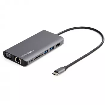 StarTech.com USB-C multiport-adapter – USB-C mini travel dock met 4K HDMI of 1080p VGA – 3x USB 3.0 hub, SD, GbE, audio, 100W PD pass-through – draagbare dockingstation voor laptop/tablet