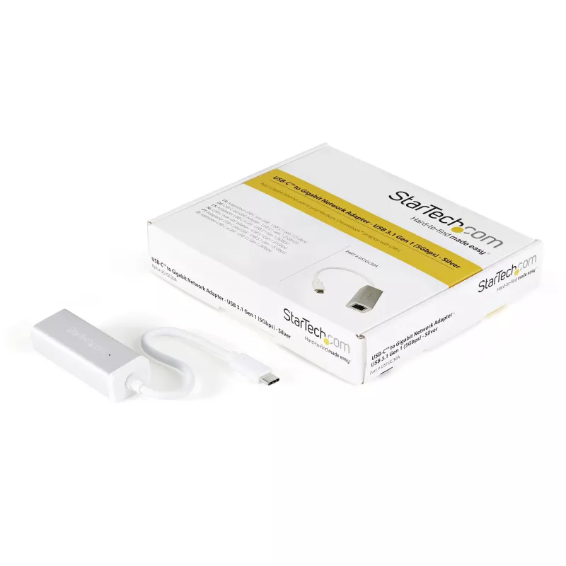 StarTech.com USB-C naar Gigabit-netwerkadapter – zilver, bekabeld, USB, Ethernet, 5000 Mbit/s, zilver