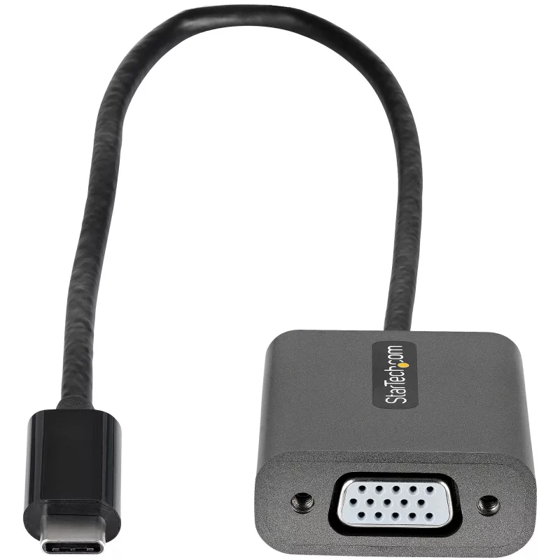 StarTech.com USB-C naar VGA-adapter – 1080p USB Type-C naar VGA-adapter dongle – USB-C (DP Alt Mode) naar VGA-monitor/display videoconverter – Thunderbolt 3 compatibel – 30 cm lang vast kabel – verbeterde versie van CDP2VGA