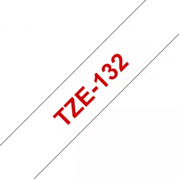 Gelamineerd lint Brother TZe132 12 mm rood op transparant