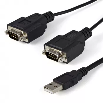 StarTech.com 1,8 m 2-poorts FTDI USB naar serieel RS232 adapterkabel met COM retention, USB naar RS232 adapter - TAA