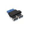 InLine USB 3.0 adapter intern 2x USB A bus naar moederbord-header
