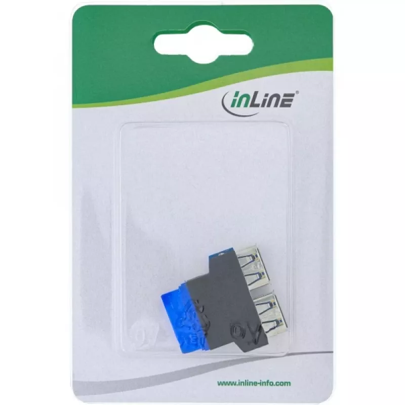 InLine USB 3.0 adapter intern 2x USB A bus naar moederbord-header
