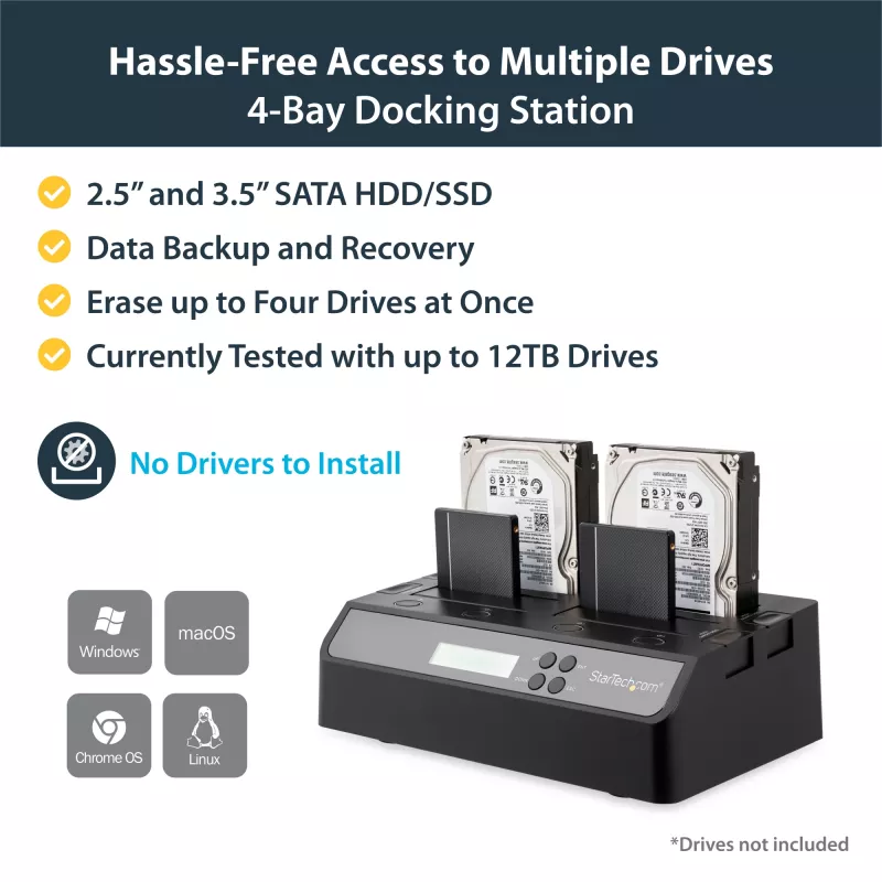 StarTech.com 4 bay USB 3.0 eSATA naar SATA standalone 1:3 HDD harde-schijfduplicator-dock