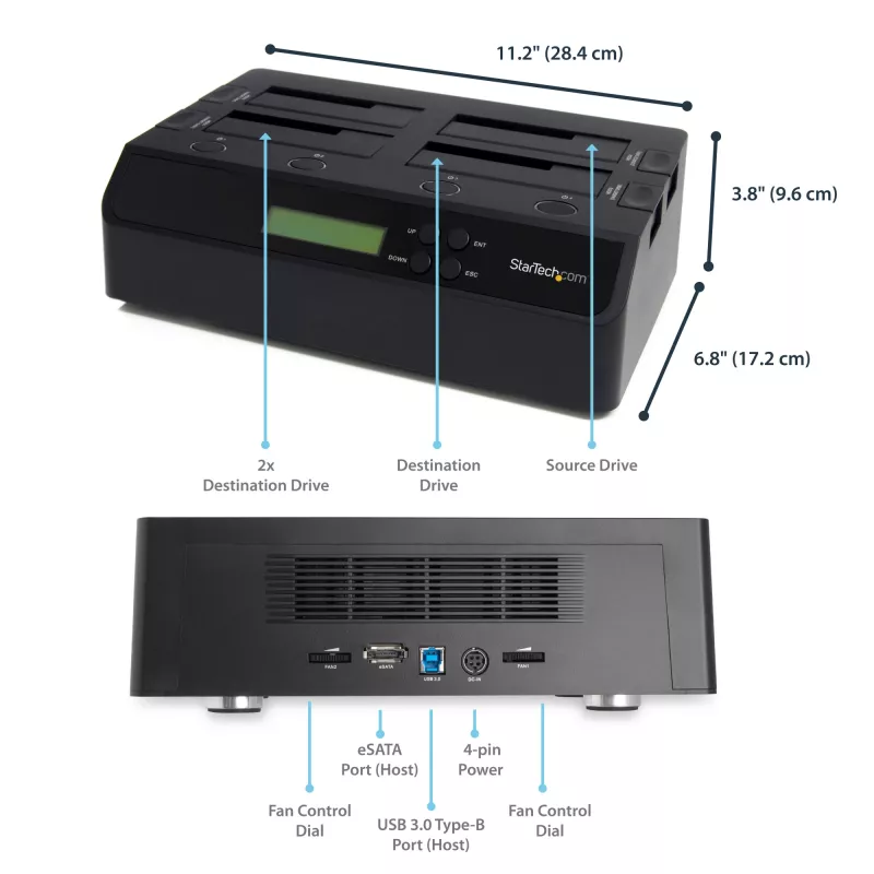 StarTech.com 4 bay USB 3.0 eSATA naar SATA standalone 1:3 HDD harde-schijfduplicator-dock